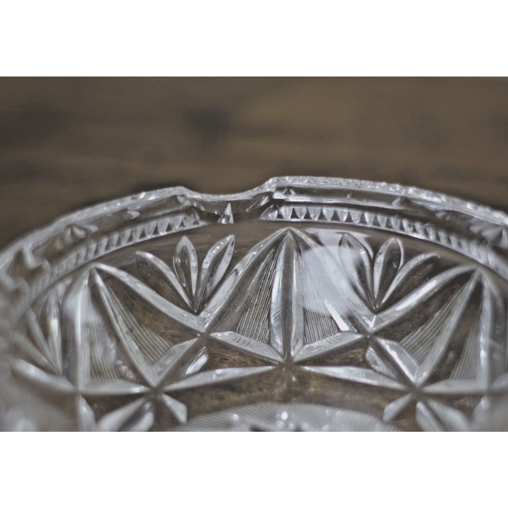 VTG Czech Bohemian Crystal Ashtray 5.5" Heavy Cut Glass Gift for Him Collectible - Picture 10 of 13